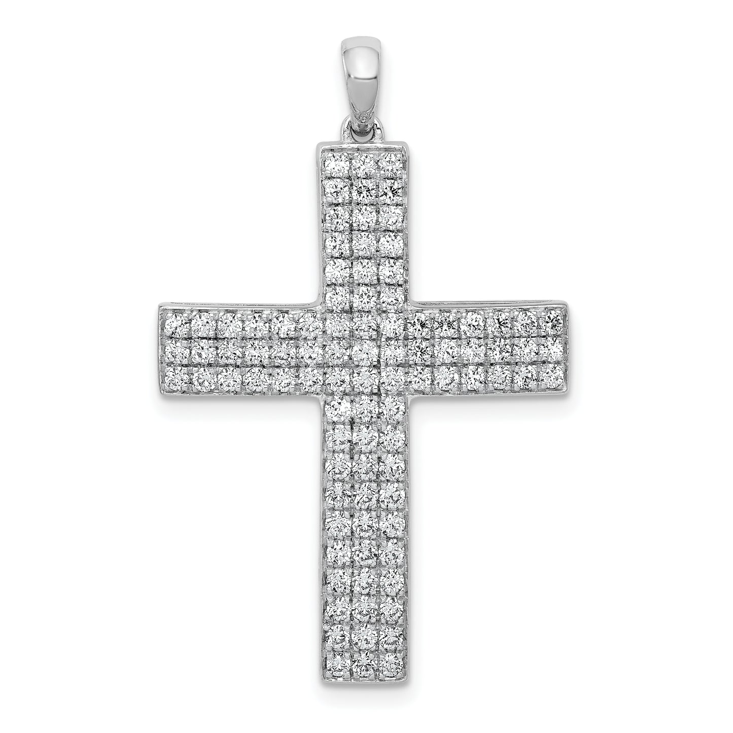 14k White Gold 1 Ct. Lab Grown Diamond VS/SI+ G+ Latin Cross Pendant