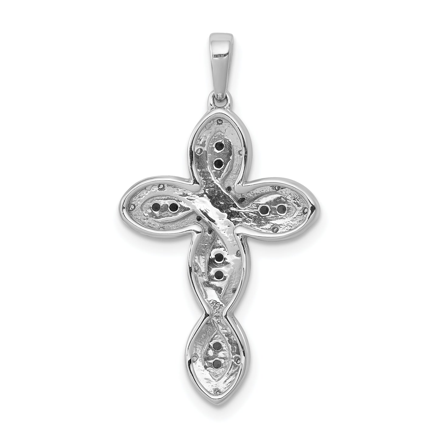 14k White Gold 14k White Gold White and Blue Diamond Cross Pendant