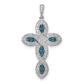 14k White Gold 14k White Gold White and Blue Diamond Cross Pendant