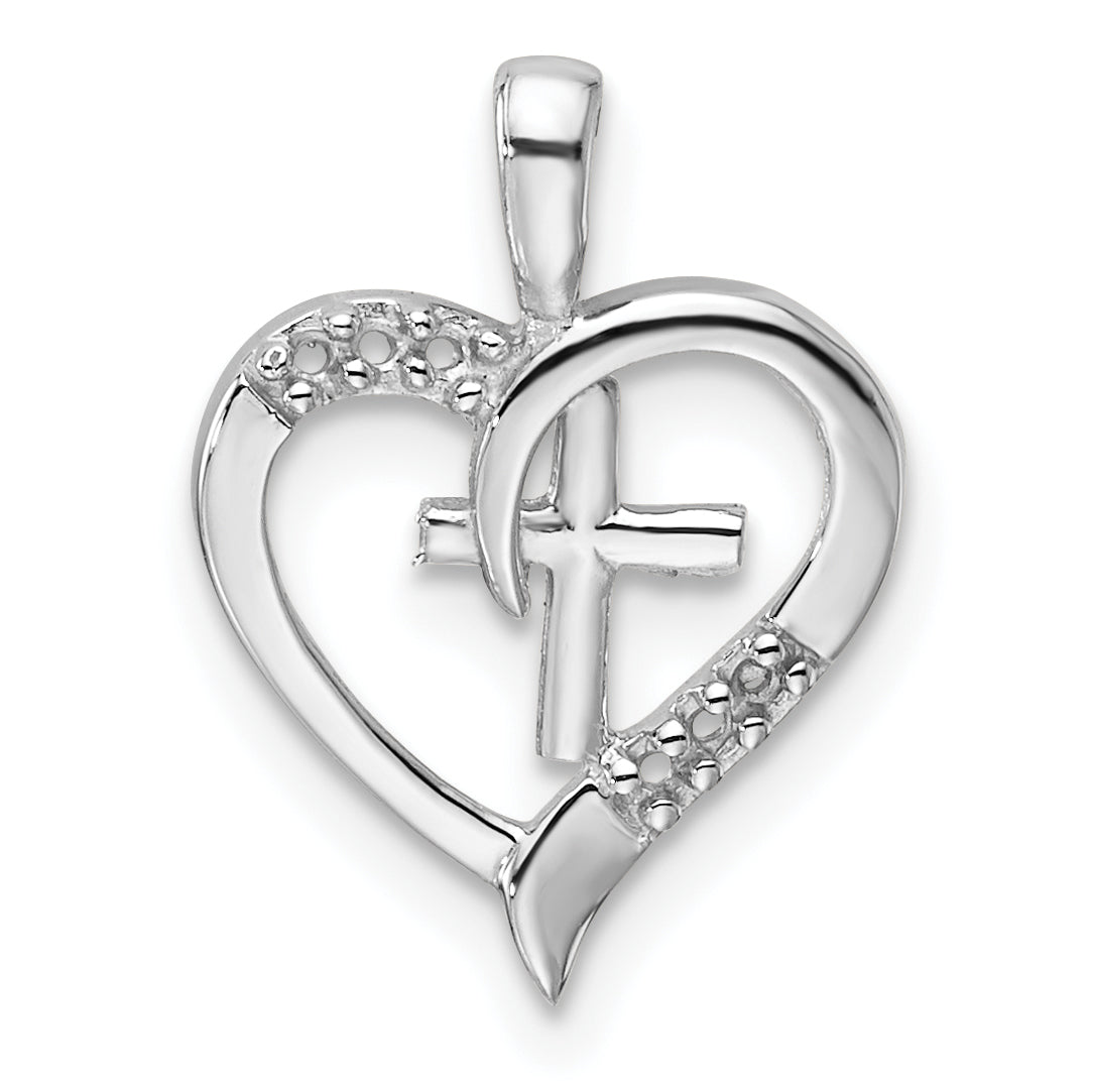 14k White Gold 14k White Gold Heart Cross Pendant Mounting