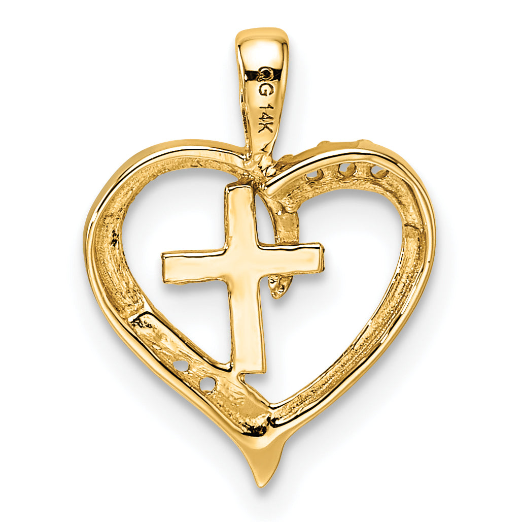 14k Yellow Gold 14k Heart Cross Pendant Mounting