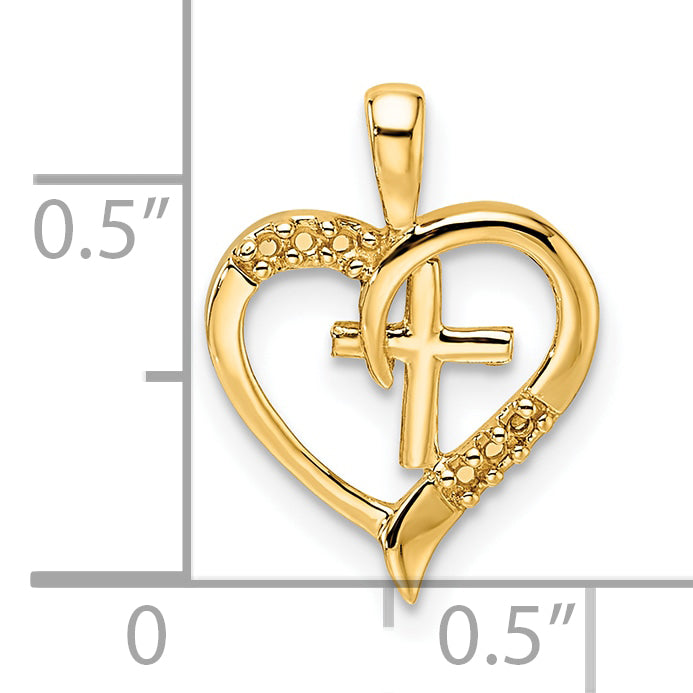 14k Yellow Gold 14k Heart Cross Pendant Mounting