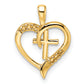 14k Yellow Gold 14k Heart Cross Pendant Mounting