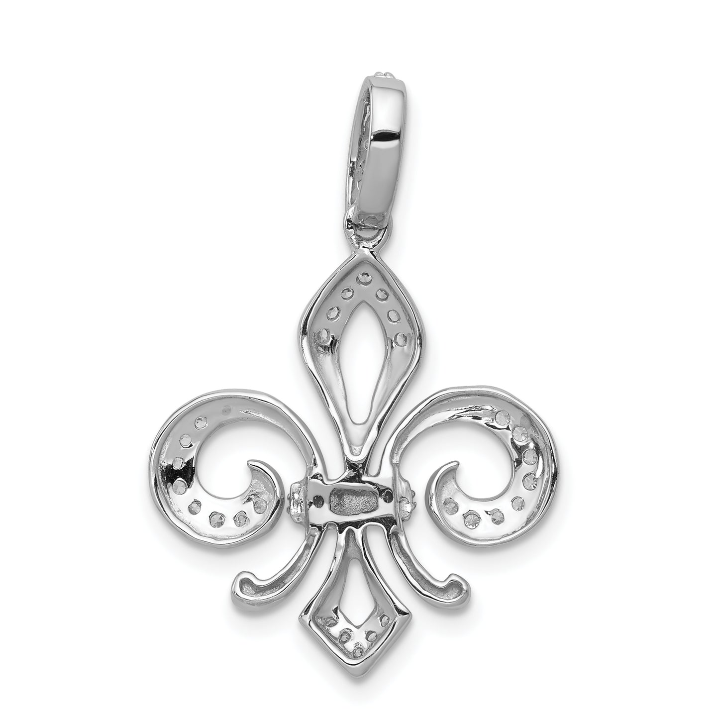 14k Two-tone Two Tone 1/5 Ct. Lab Grown Diamond VS/SI+ G+ Fleur De Lis Pendant