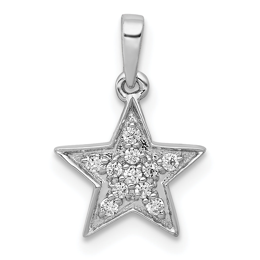 14k White Gold 1/10 Ct. Lab Grown Diamond VS/SI+ G+ Cluster Star Pendant