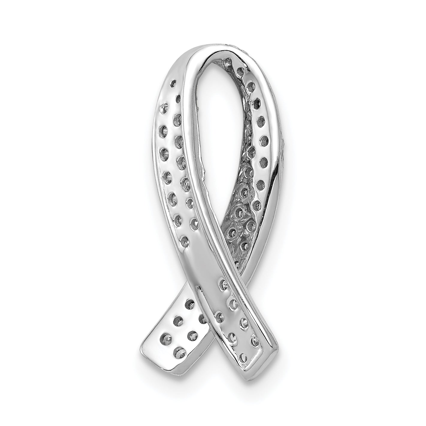 14k White Gold 1/3 Ct. Lab Grown Diamond VS/SI+ G+ Awareness Ribbon Chain Slide Pendant