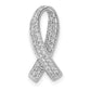 14k White Gold 1/3 Ct. Lab Grown Diamond VS/SI+ G+ Awareness Ribbon Chain Slide Pendant