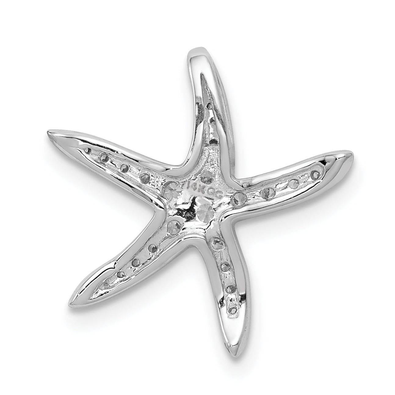 14k White Gold 1/4 Ct. Lab Grown Diamond VS/SI+ G+ Starfish Chain Slide Pendant