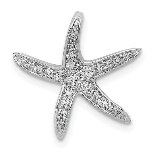 14k White Gold 1/4 Ct. Lab Grown Diamond VS/SI+ G+ Starfish Chain Slide Pendant