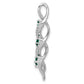 10k White Gold 1/15 Ct. Lab Grown Diamond VS/SI+ G+ and Lab Created Emerald Twist Chain Slide Pendant