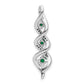 10k White Gold 1/15 Ct. Lab Grown Diamond VS/SI+ G+ and Lab Created Emerald Twist Chain Slide Pendant