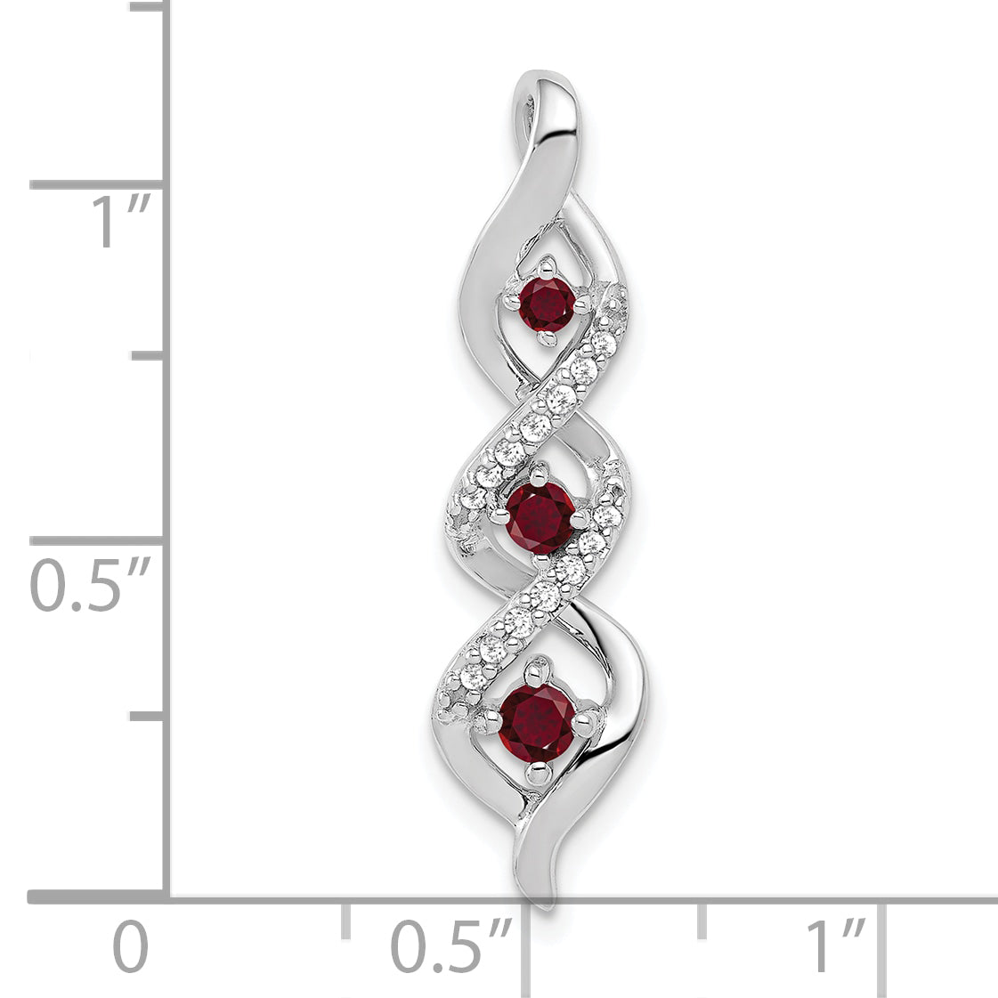 10k White Gold 1/15 Ct. Lab Grown Diamond VS/SI+ G+ and Lab Created Ruby Twist Chain Slide Pendant