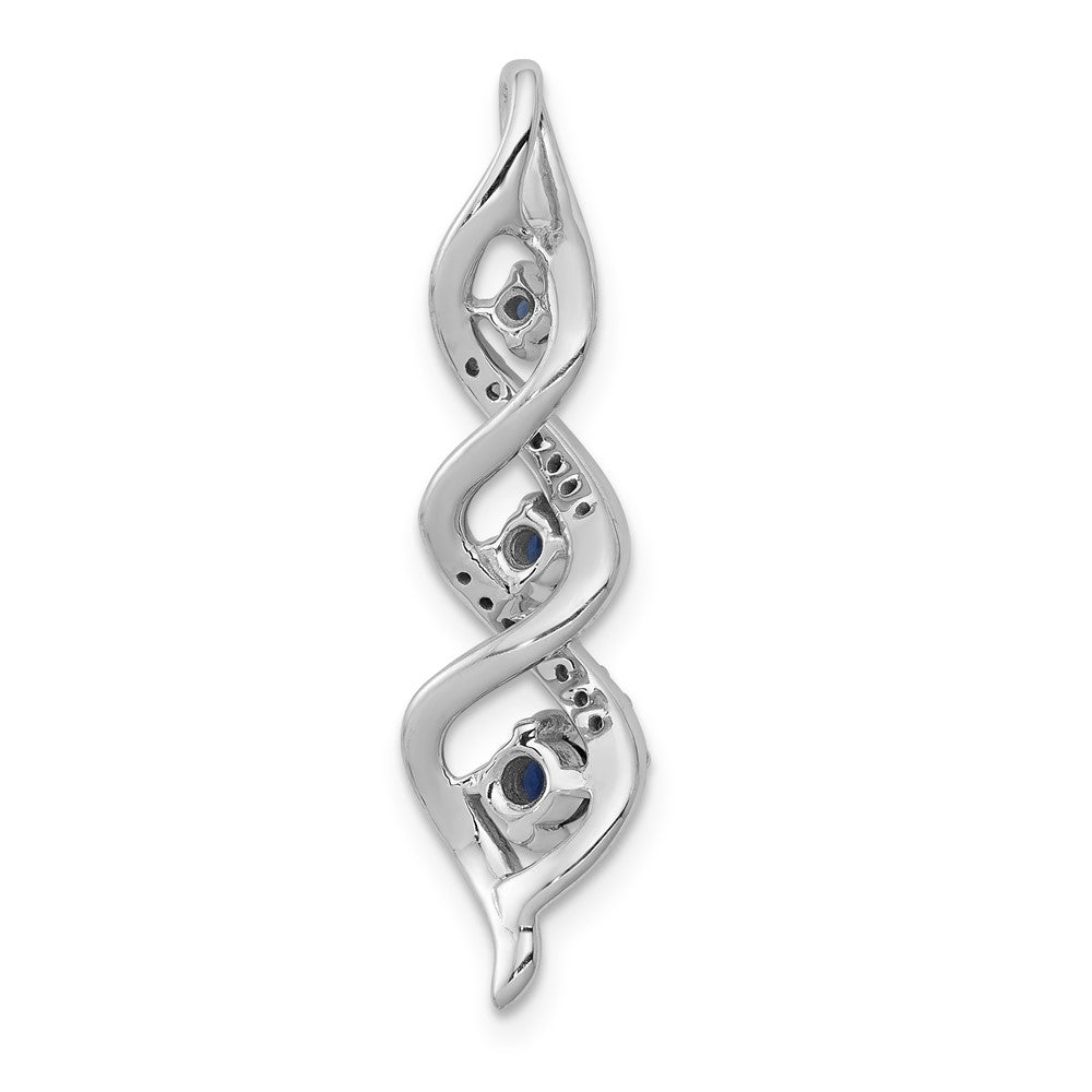 14k White Gold 1/15 Ct. Lab Grown Diamond VS/SI+ G+ and Lab Created Blue Sapphire Twist Chain Slide Pendant