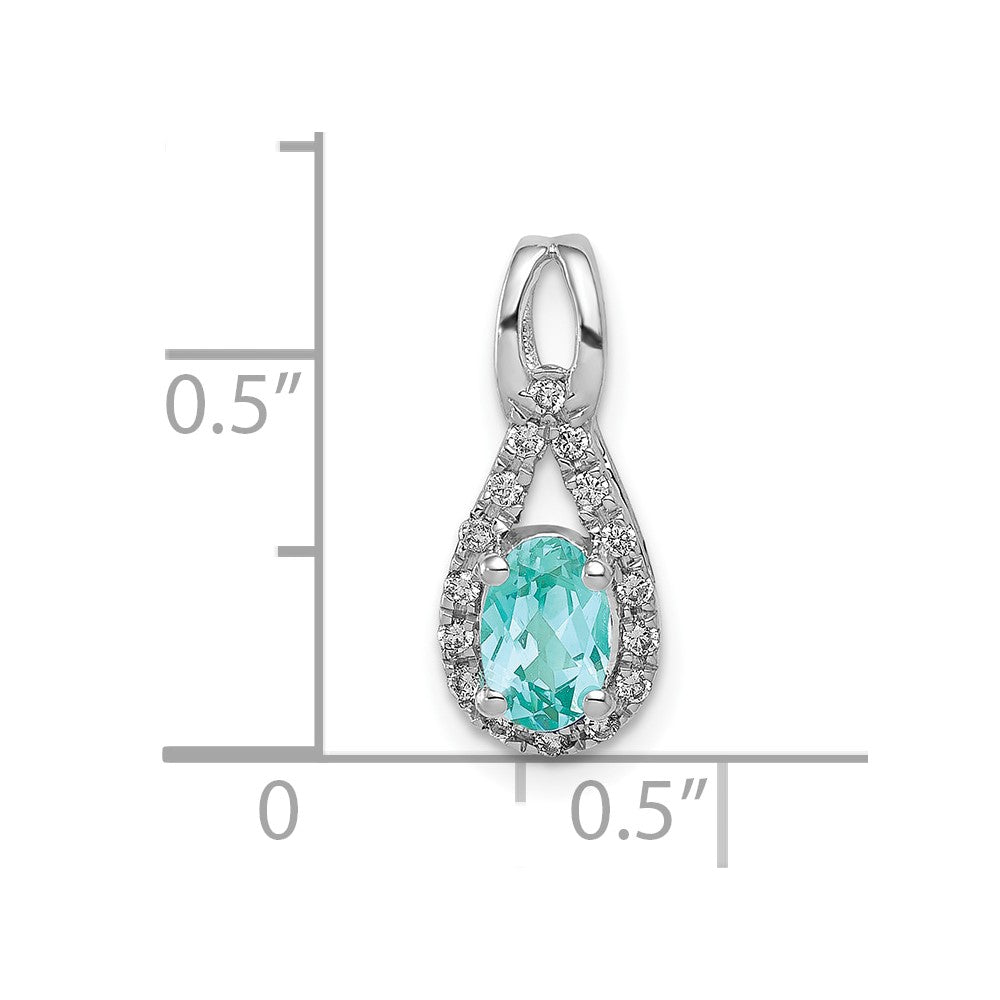 Pure Serenity 14k White Gold 1/10 Ct. Lab Grown Diamond VS/SI+ G+ and Lab Created Paraiba Teardrop Pendant