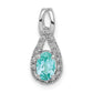 Pure Serenity 14k White Gold 1/10 Ct. Lab Grown Diamond VS/SI+ G+ and Lab Created Paraiba Teardrop Pendant