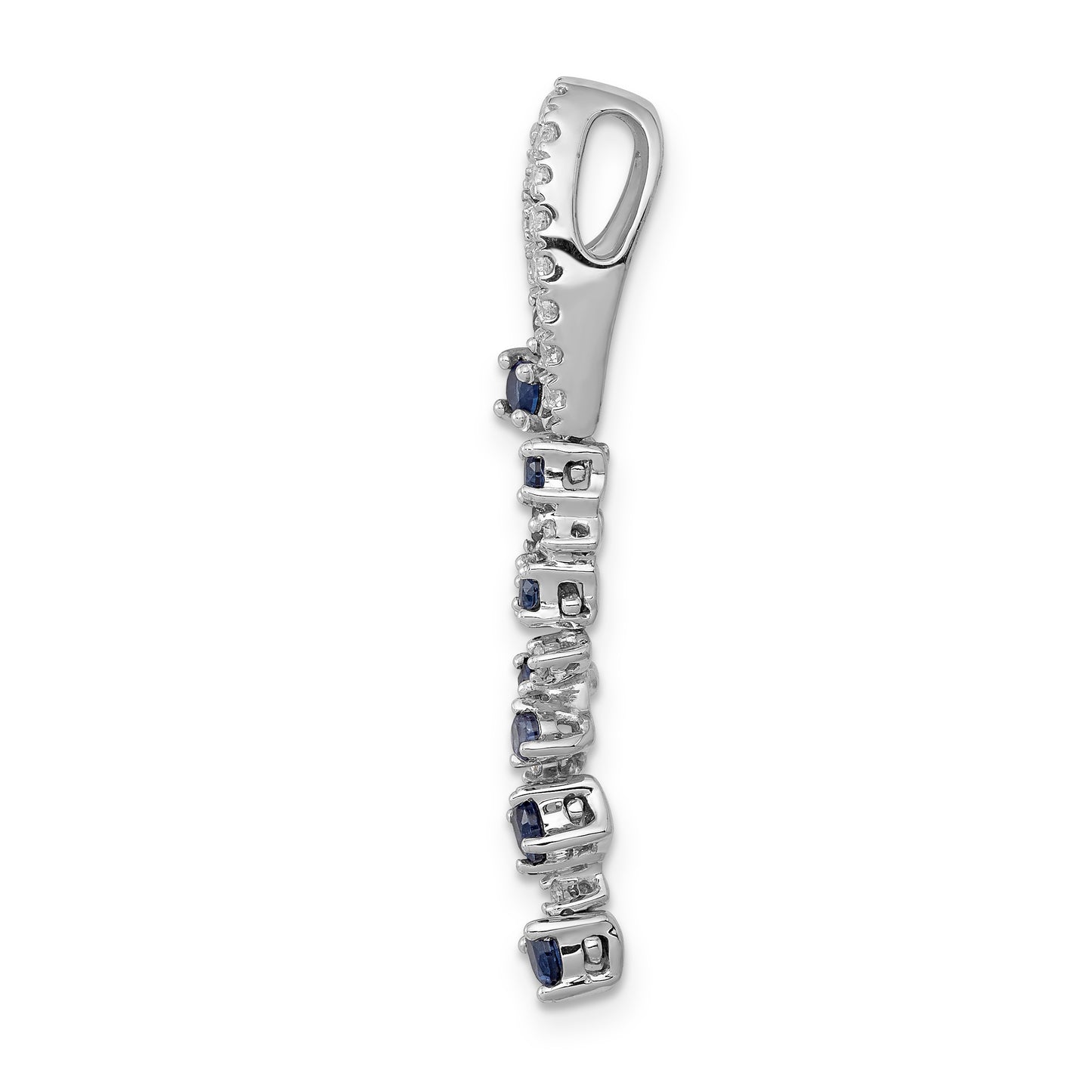 14k White Gold 1/5 Ct. Lab Grown Diamond VS/SI+ G+ and Lab Created Blue Sapphire Slide Pendant