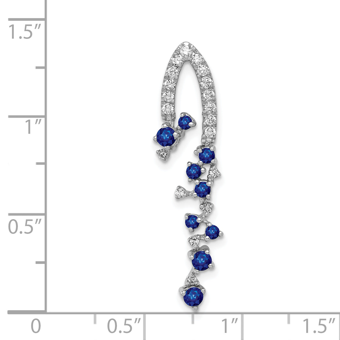 14k White Gold 1/5 Ct. Lab Grown Diamond VS/SI+ G+ and Lab Created Blue Sapphire Slide Pendant