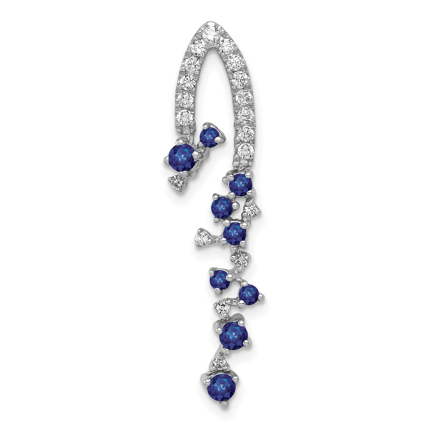 14k White Gold 1/5 Ct. Lab Grown Diamond VS/SI+ G+ and Lab Created Blue Sapphire Slide Pendant