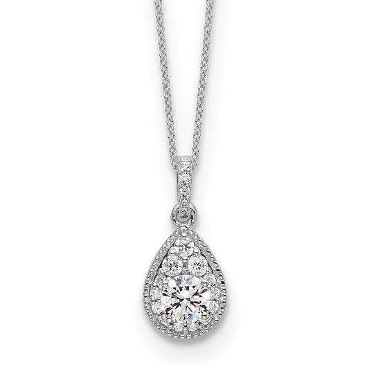 10k White Gold 1/2 Ct. Lab Grown Diamond VS/SI+ G+ 18 inch Teardrop Pendant Necklace