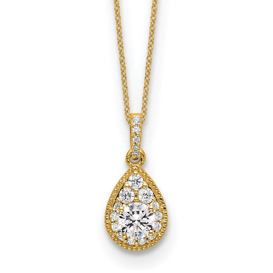 10k Yellow Gold 1/2 Ct. Lab Grown Diamond VS/SI+ G+ 18 inch Teardrop Pendant Necklace