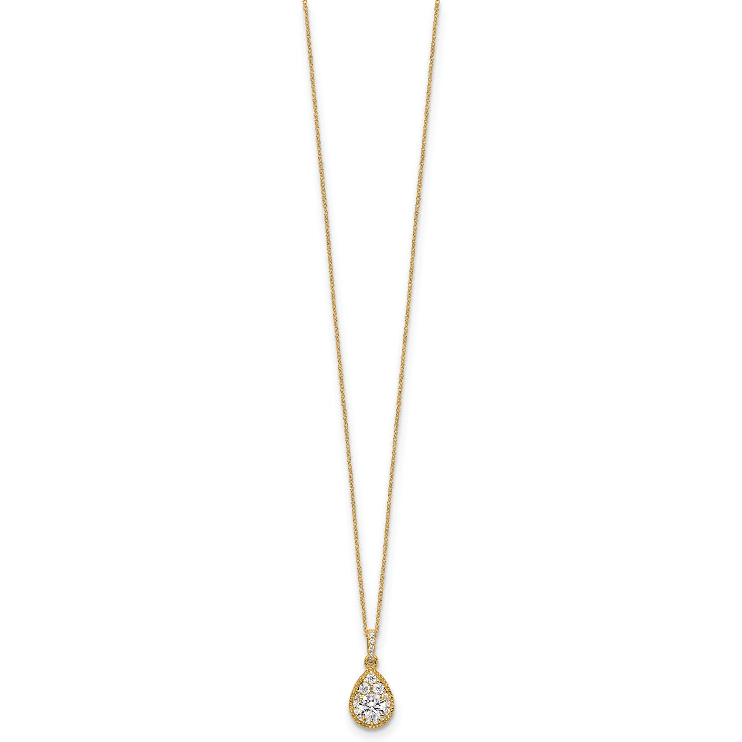 14k Yellow Gold 1/2 Ct. Lab Grown Diamond VS/SI+ G+ 18 inch Teardrop Pendant Necklace