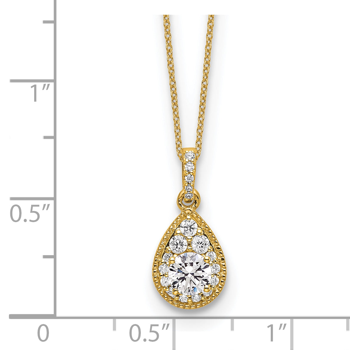 14k Yellow Gold 1/2 Ct. Lab Grown Diamond VS/SI+ G+ 18 inch Teardrop Pendant Necklace