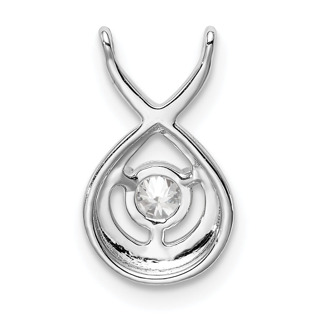 14k White Gold 1/5 Ct. Lab Grown Diamond VS/SI+ G+ Teardrop Chain Slide Pendant