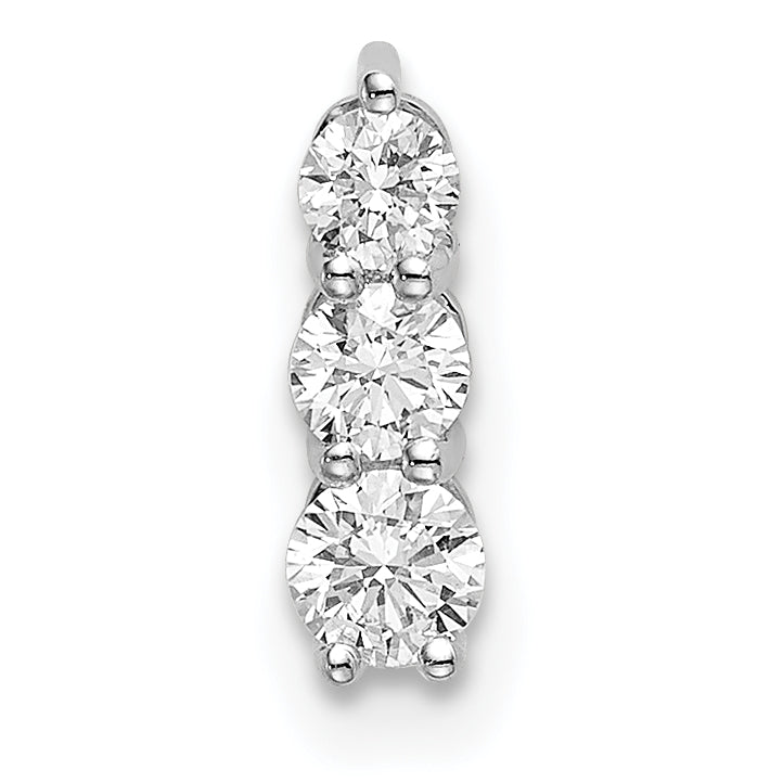 14k White Gold 1/4 Ct. Lab Grown Diamond VS/SI+ G+ Three Stone Chain Slide Pendant