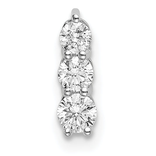 14k White Gold 1/4 Ct. Lab Grown Diamond VS/SI+ G+ Three Stone Chain Slide Pendant