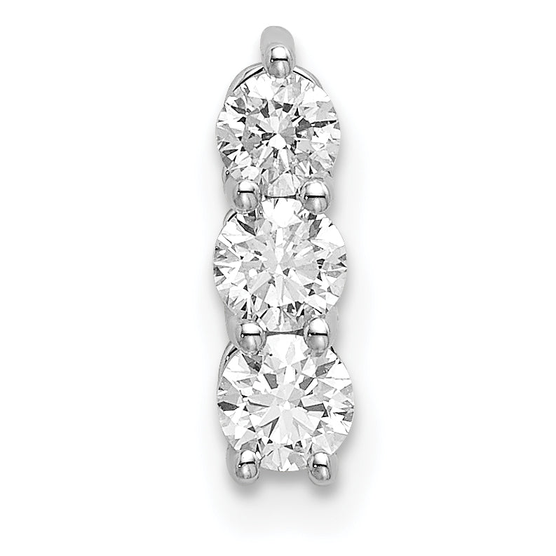 14k White Gold 1/3 Ct. Lab Grown Diamond VS/SI+ G+ Three Stone Chain Slide Pendant