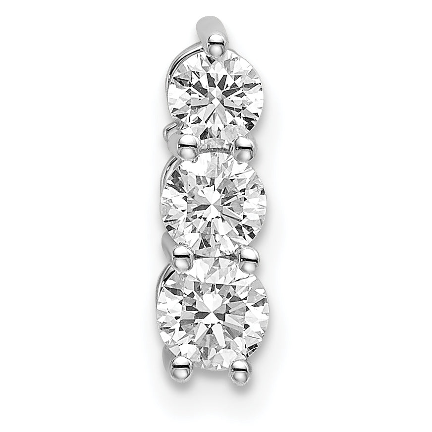 14k White Gold 1/2 Ct. Lab Grown Diamond VS/SI+ G+ Three Stone Chain Slide Pendant