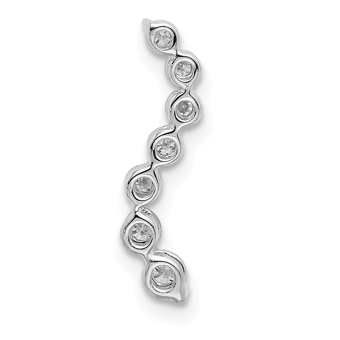 14k White Gold 1/4 Ct. Lab Grown Diamond VS/SI+ G+ Seven Stone Curved Bar Chain Slide Pendant