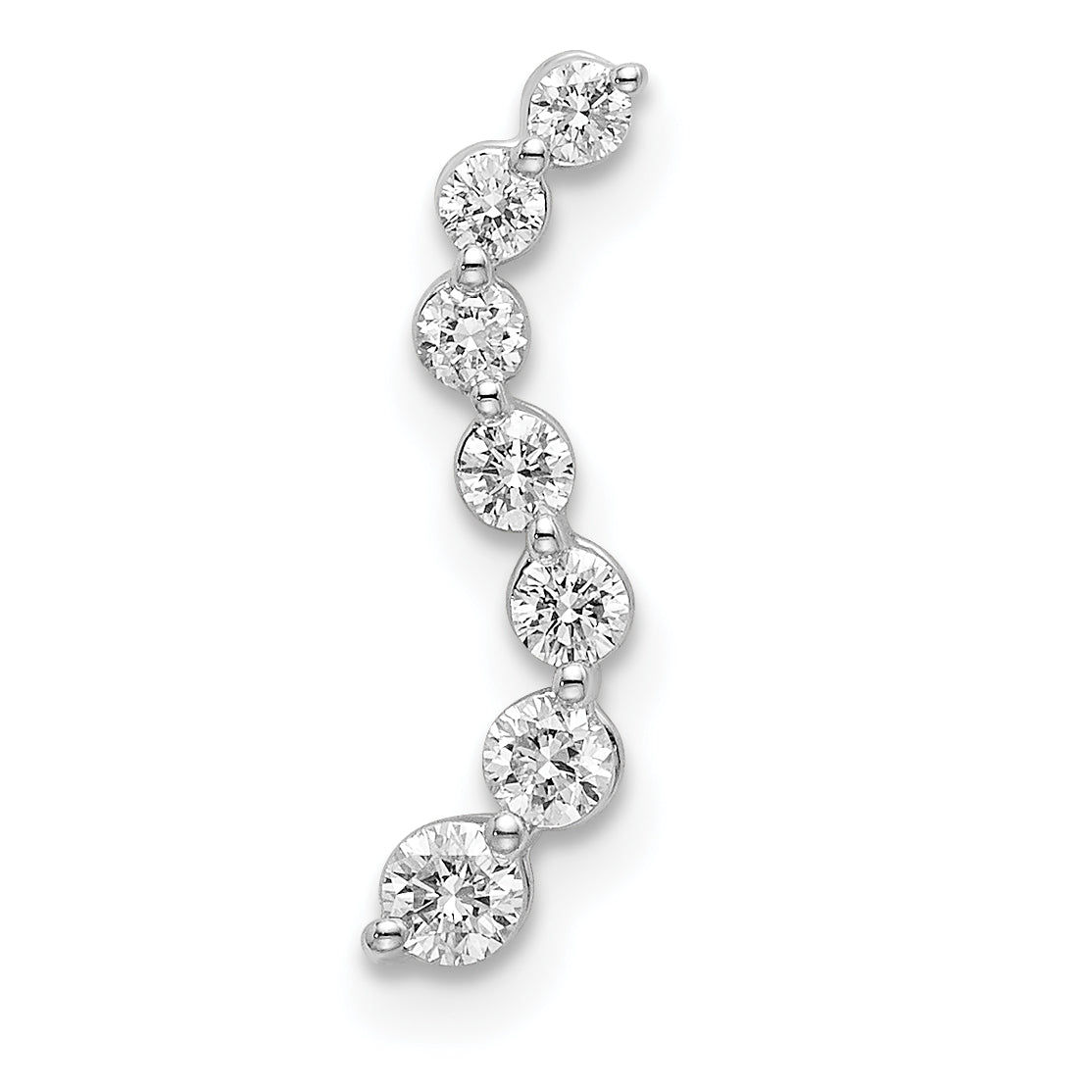 14k White Gold 1/4 Ct. Lab Grown Diamond VS/SI+ G+ Seven Stone Curved Bar Chain Slide Pendant