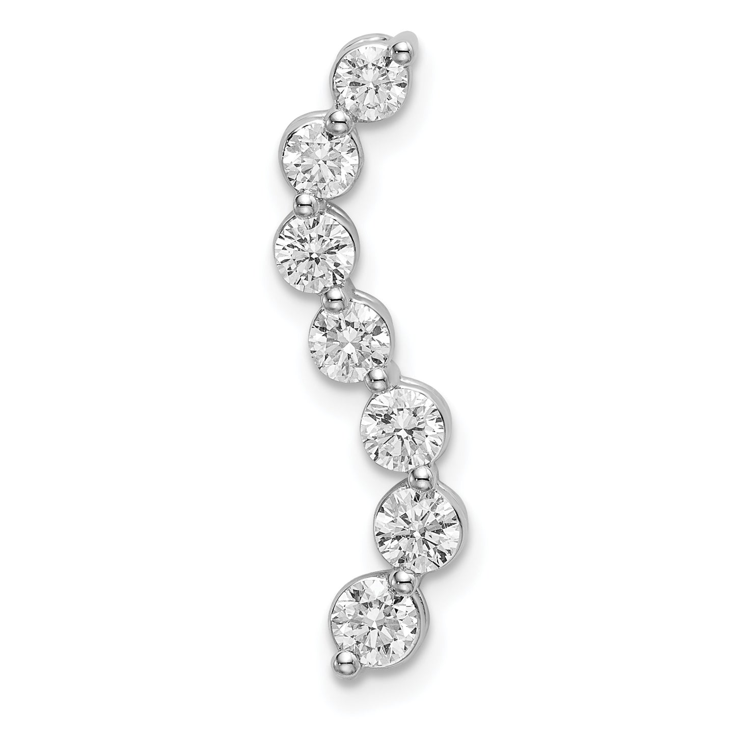 14k White Gold 3/4 Ct. Lab Grown Diamond VS/SI+ G+ Seven Stone Curved Bar Chain Slide Pendant