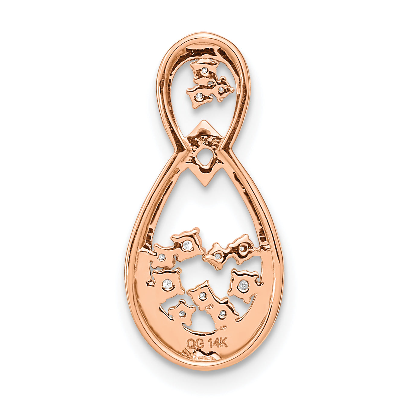 14k Rose Gold 1/8 Ct. Lab Grown Diamond VS/SI+ G+ Double Teardrop Chain Slide Pendant