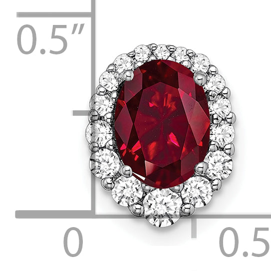 14k White Gold 1/3 Ct. Lab Grown Diamond VS/SI+ G+ and Lab Created Ruby Halo Chain Slide Pendant