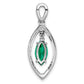 14k White Gold 1/3 Ct. Lab Grown Diamond VS/SI+ G+ and Lab Created Emerald Chain Slide Pendant