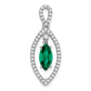 14k White Gold 1/3 Ct. Lab Grown Diamond VS/SI+ G+ and Lab Created Emerald Chain Slide Pendant