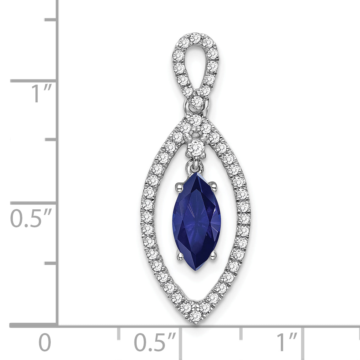 14k White Gold 1/3 Ct. Lab Grown Diamond VS/SI+ G+ and Lab Created Blue Sapphire Chain Slide Pendant