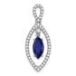 14k White Gold 1/3 Ct. Lab Grown Diamond VS/SI+ G+ and Lab Created Blue Sapphire Chain Slide Pendant