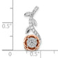 14K White/Rose Gold Two Tone Rose and White 1/4 Ct. Lab Grown Diamond VS/SI+ G+ Rose Chain Slide Pendant