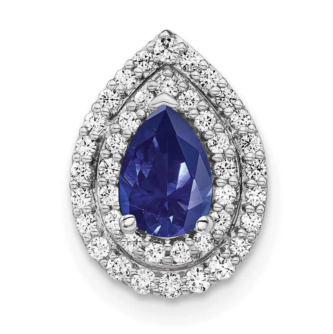 14k White Gold 1/2 Ct. Lab Grown Diamond VS/SI+ G+ and Lab Created Blue Sapphire Chain Slide Pendant