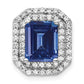 14k White Gold 5/8 Ct. Lab Grown Diamond VS/SI+ G+ and Lab Created Blue Sapphire Chain Slide Pendant