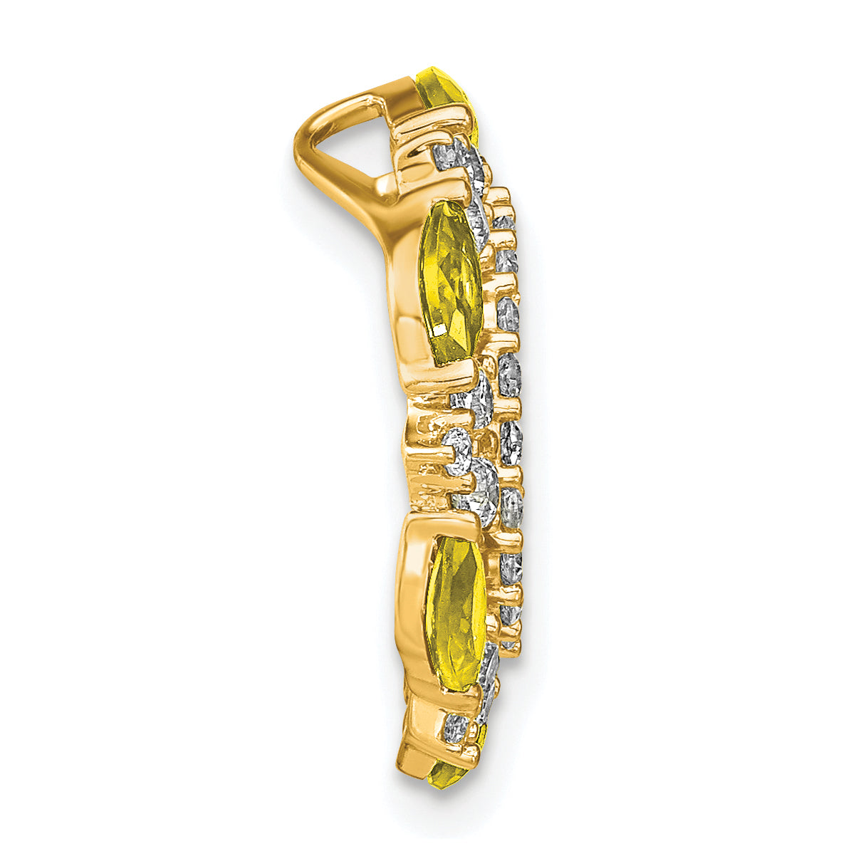 14k Yellow Gold 5/8 Ct. Lab Grown Diamond VS/SI+ G+ and Lab Created Sapphire Chain Slide Pendant