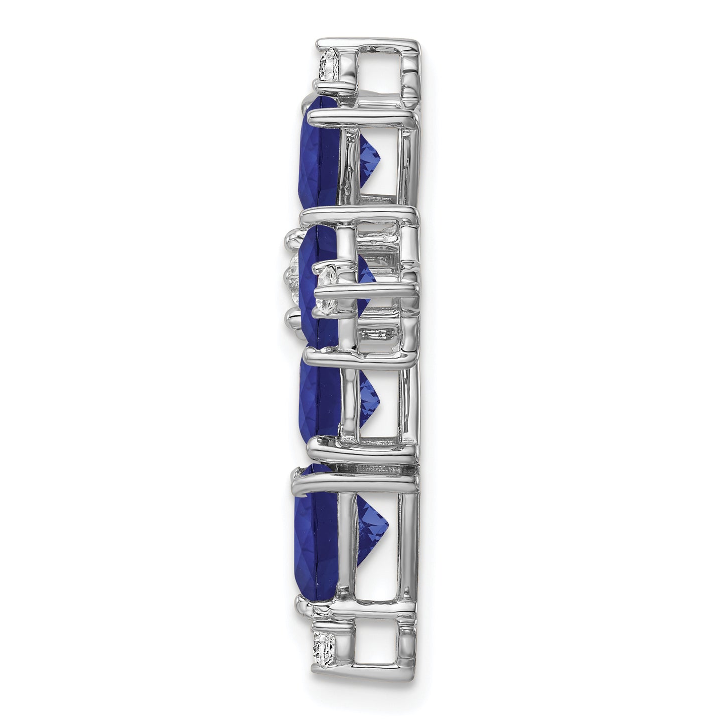 14k White Gold 1/5 Ct. Lab Grown Diamond VS/SI+ G+ and Lab Created Blue Sapphire Chain Slide Pendant