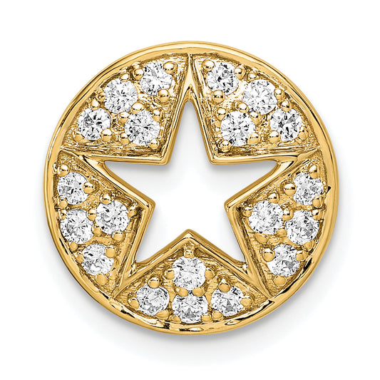 14k Yellow Gold Lab Grown Diamond VS/SI+ G+ Circle Cut-out Star Pendant