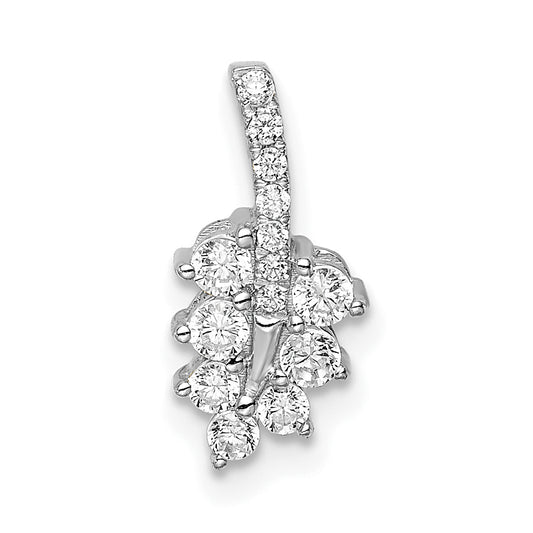 14k White Gold 1/4 Ct. Lab Grown Diamond VS/SI+ G+ Leaf Chain Slide Pendant