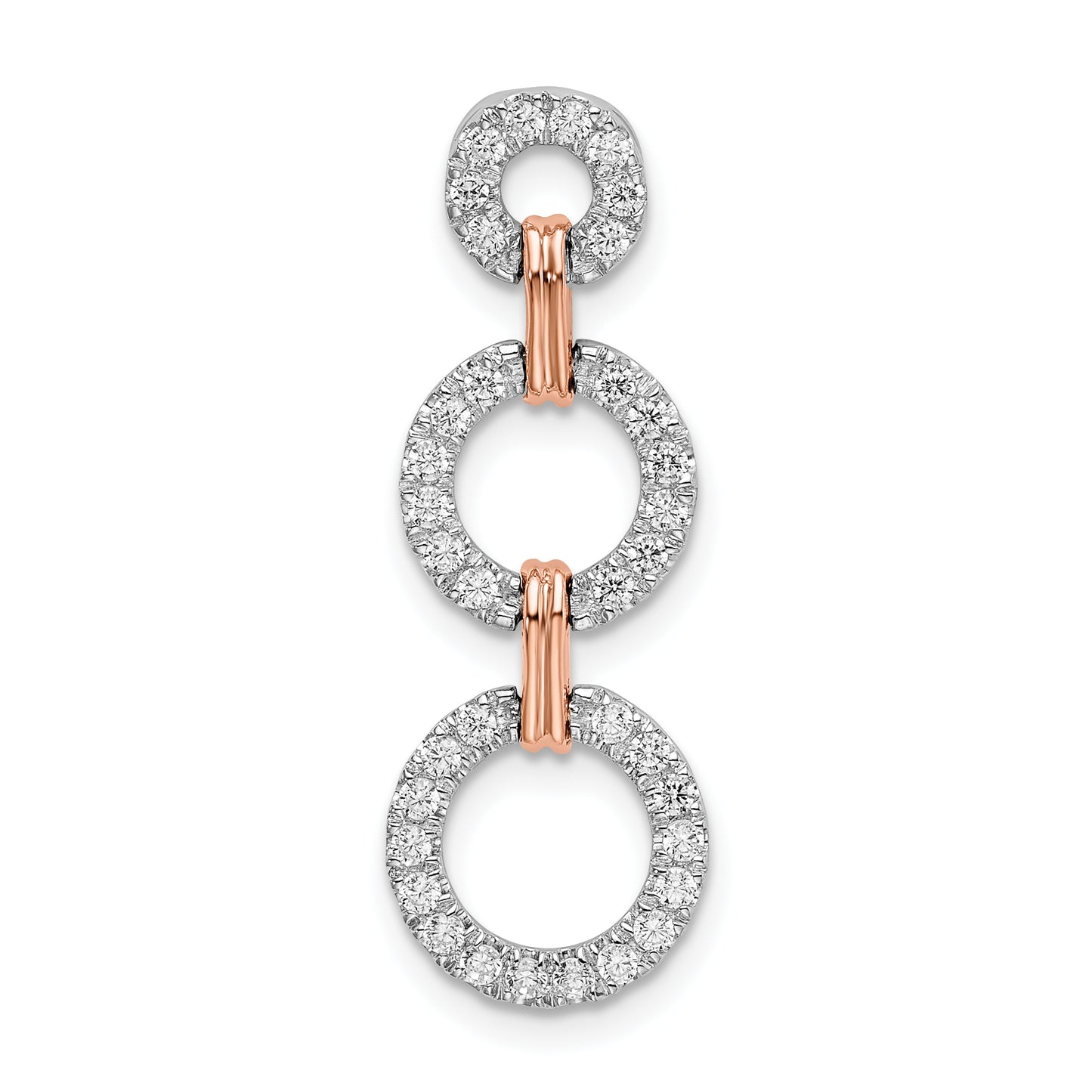 14k Two-Tone Rose and White Gold 3/8 Ct. Lab Grown Diamond VS/SI+ G+ Triple Circle Drop Chain Slide Pendant