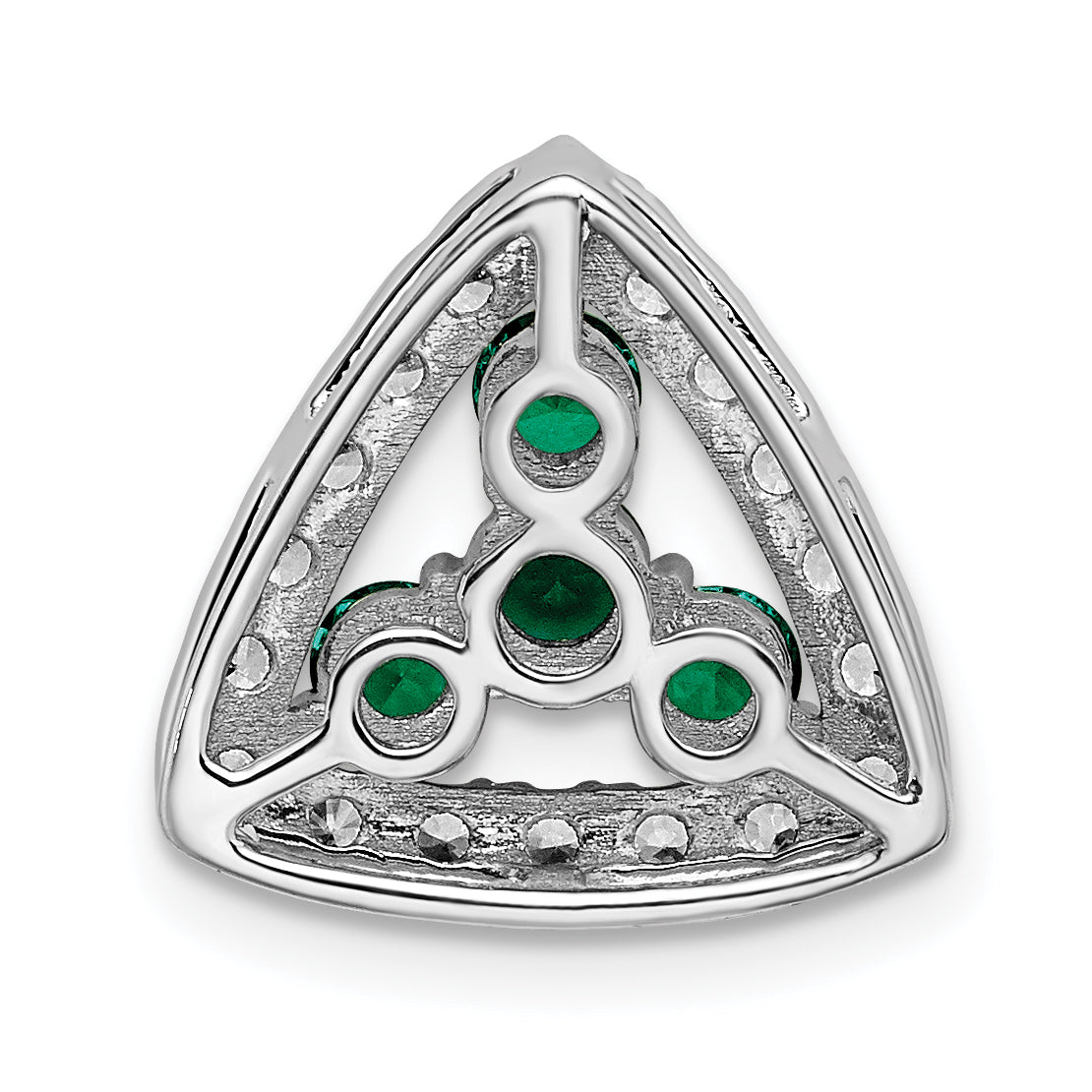 14k White Gold 1/2 Ct. Lab Grown Diamond VS/SI+ G+ and Lab Created Emerald Triangle Chain Slide Pendant