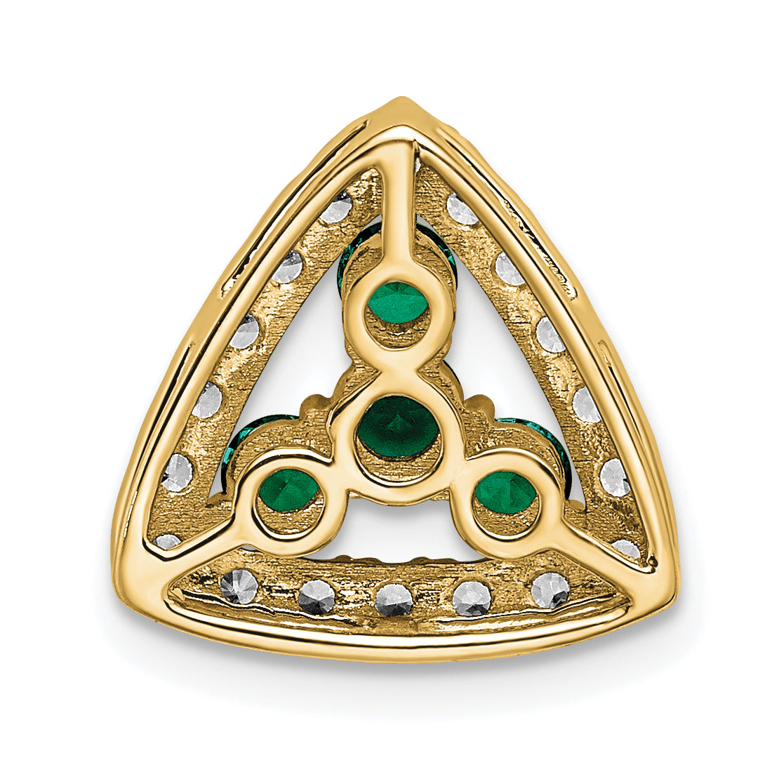 14k Yellow Gold 1/2 Ct. Lab Grown Diamond VS/SI+ G+ and Lab Created Emerald Triangle Chain Slide Pendant